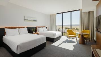 In-room safe, laptop workspace, blackout curtains, soundproofing
