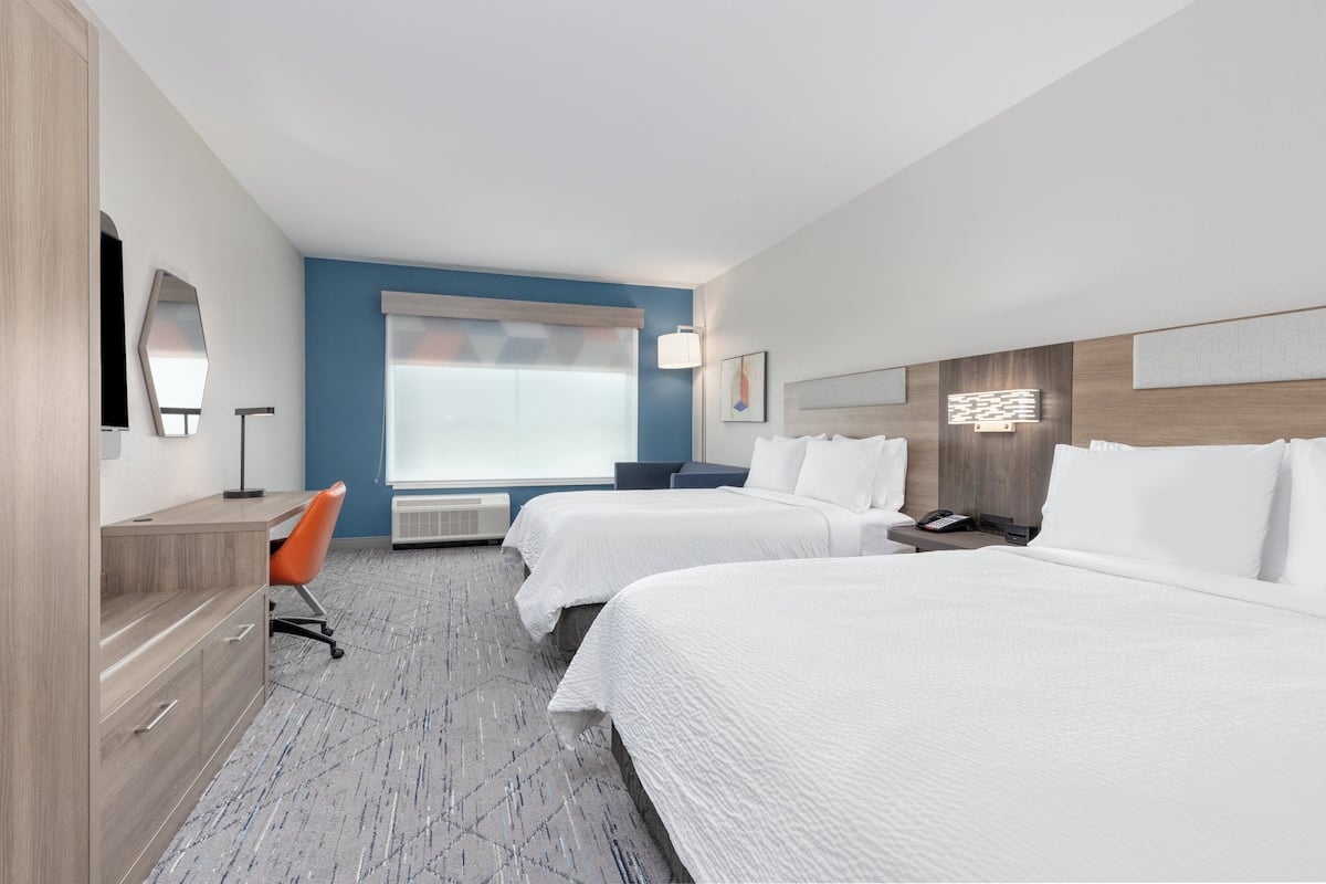 In-room safe, desk, laptop workspace, blackout curtains