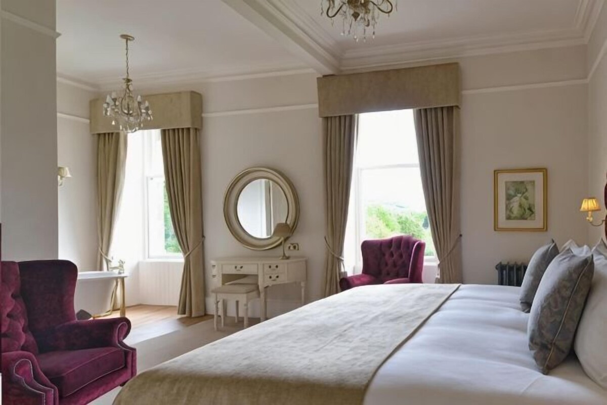 Blackout curtains, iron/ironing board (on request), bed sheets