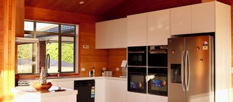 The Farmette on top of the hill, with great views, and friendly animals