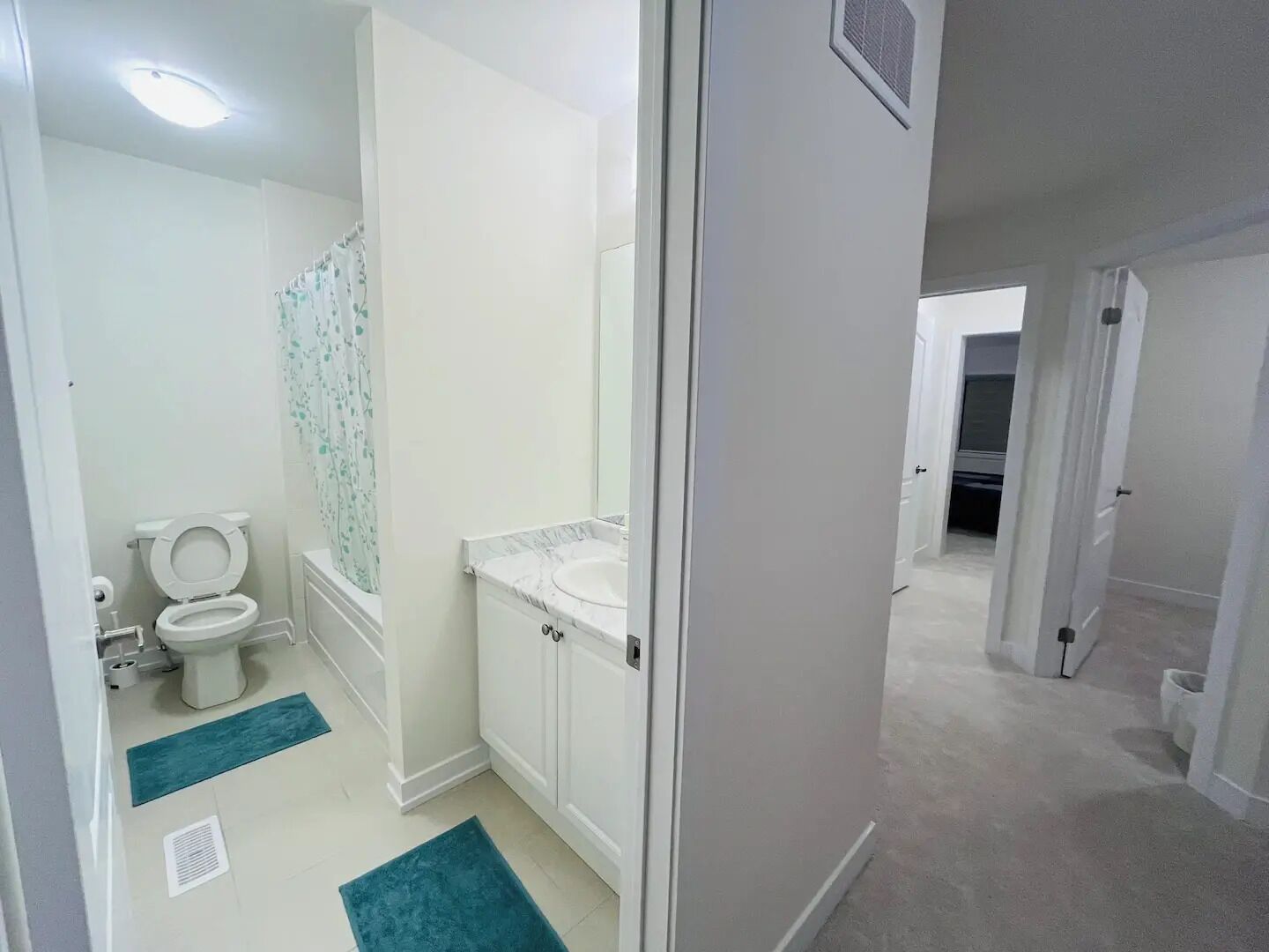 Shower, towels, soap, shampoo