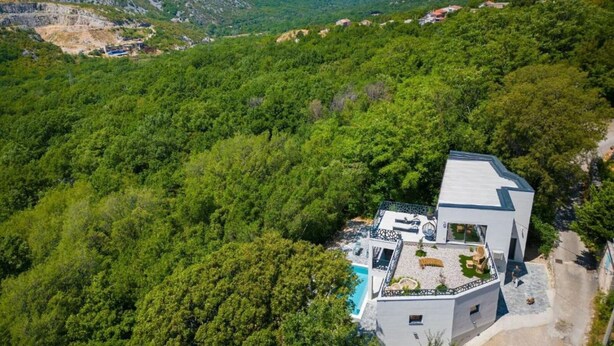 A modern villa with a pool, surrounded by dense forest and mountains. - Wellness Villa- Four Bedroom Villa with Swimming pool (Grizane)