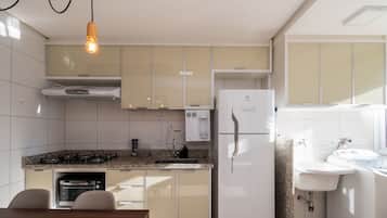 Apartment | Private kitchen | Fridge, microwave, cookware/dishes/utensils