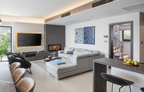 TV connectée, cheminée, table de tennis de table