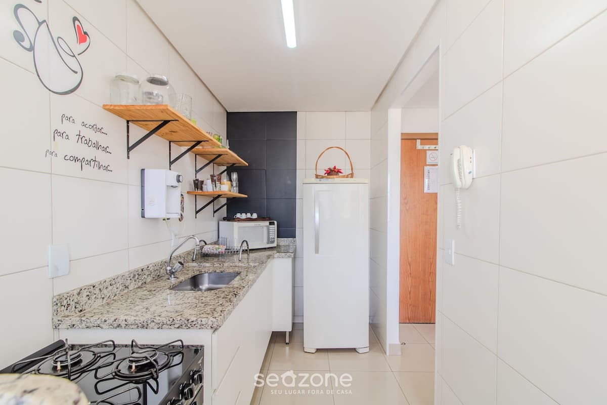 Apartment | Private kitchen | Fridge, microwave, blender, cookware/dishes/utensils