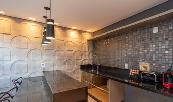 Apartment | Private kitchen | Fridge, microwave, blender, cookware/dishes/utensils