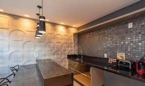 Apartment | Private kitchen | Fridge, microwave, blender, cookware/dishes/utensils