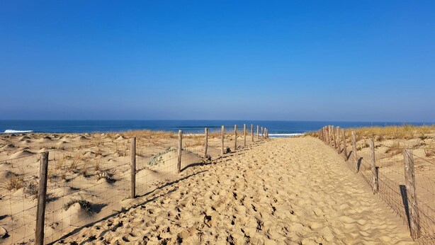A sandy beach path with a wooden fence leading to the ocean. - Beautiful home in Léon (Léon)