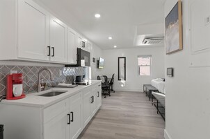 Mini-fridge, microwave, coffee/tea maker