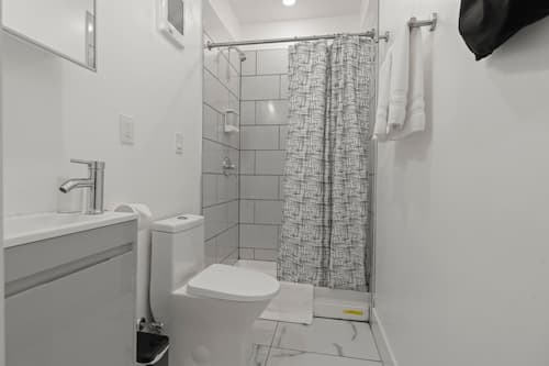 シャワー、水圧マッサージシャワー、バスアメニティ (無料)、ヘアドライヤー