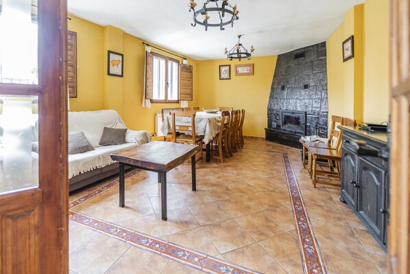 TV, fireplace, DVD player