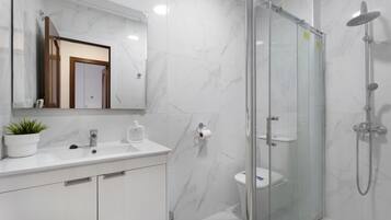 Dusche, Haartrockner, Handtücher