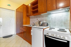 Fridge, oven, stovetop, electric kettle