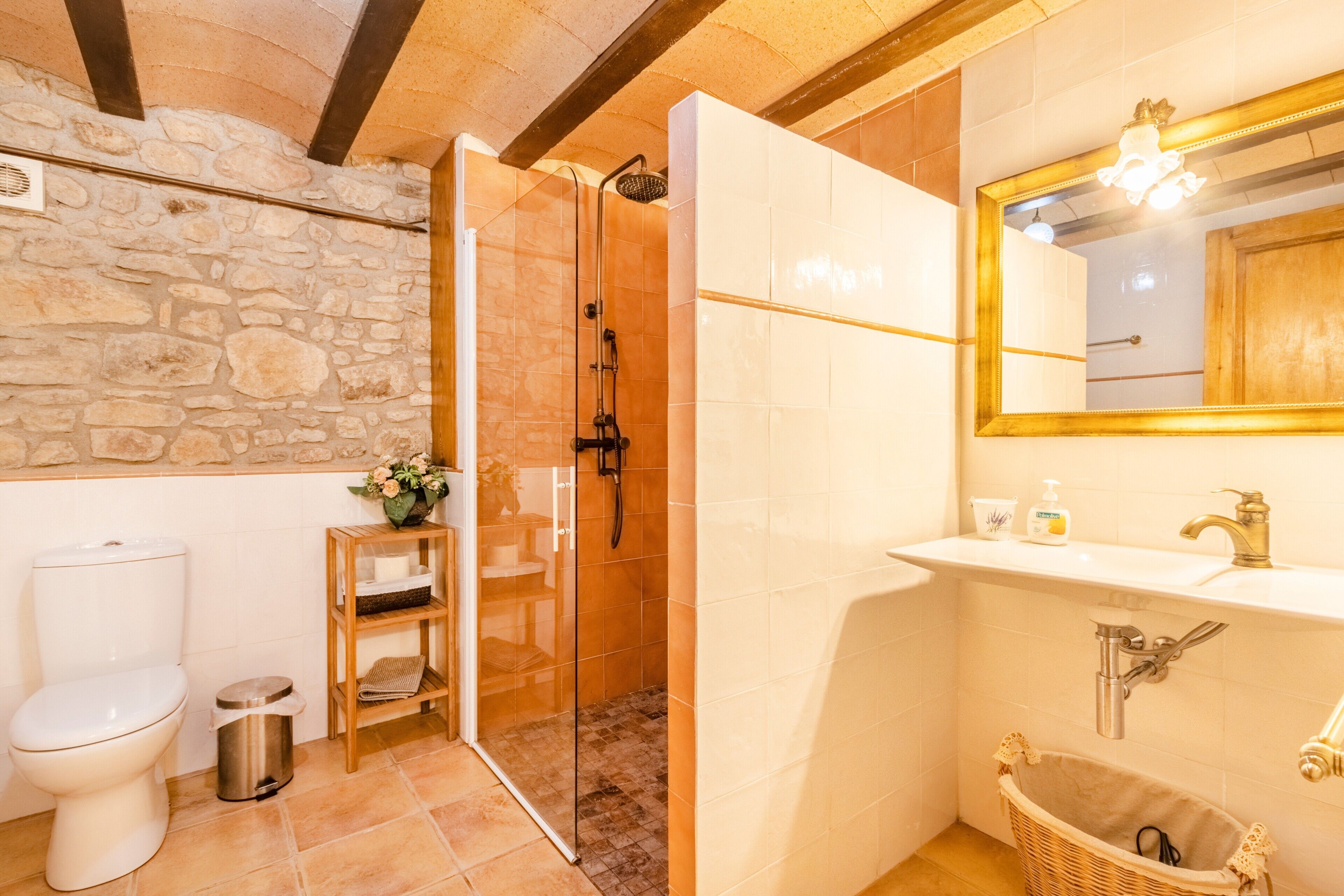 Douche, articles de toilette (gratuits), séchoir à cheveux, peignoirs