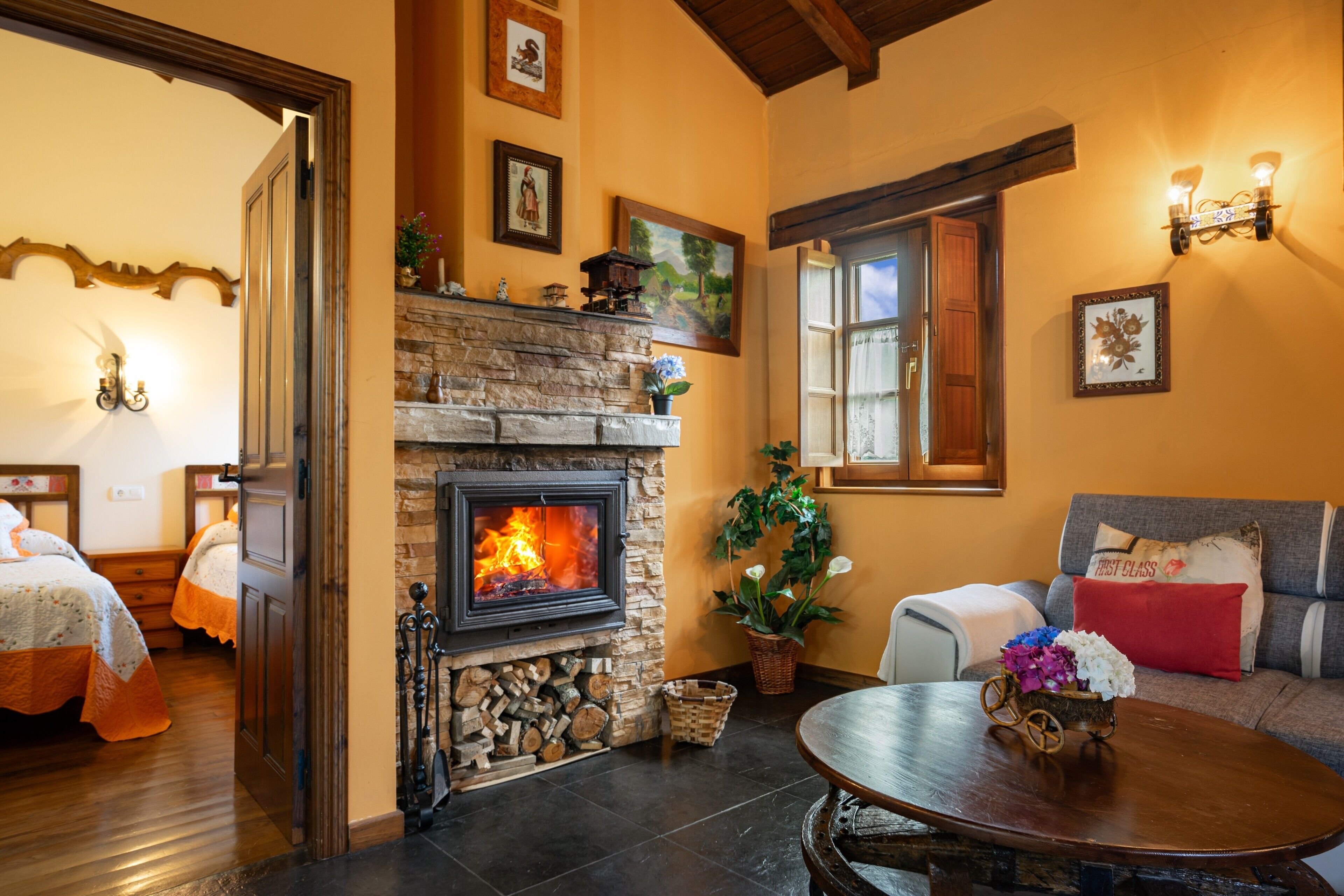 Televisión, chimenea y tenis de mesa 