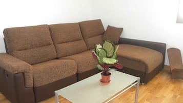 Televisie, een open haard, een dvd-speler en een stereo