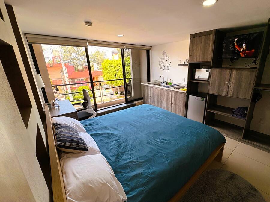 Executive Studio Suite, Balcony, City View | Premium bedding, in-room safe, individually decorated, desk