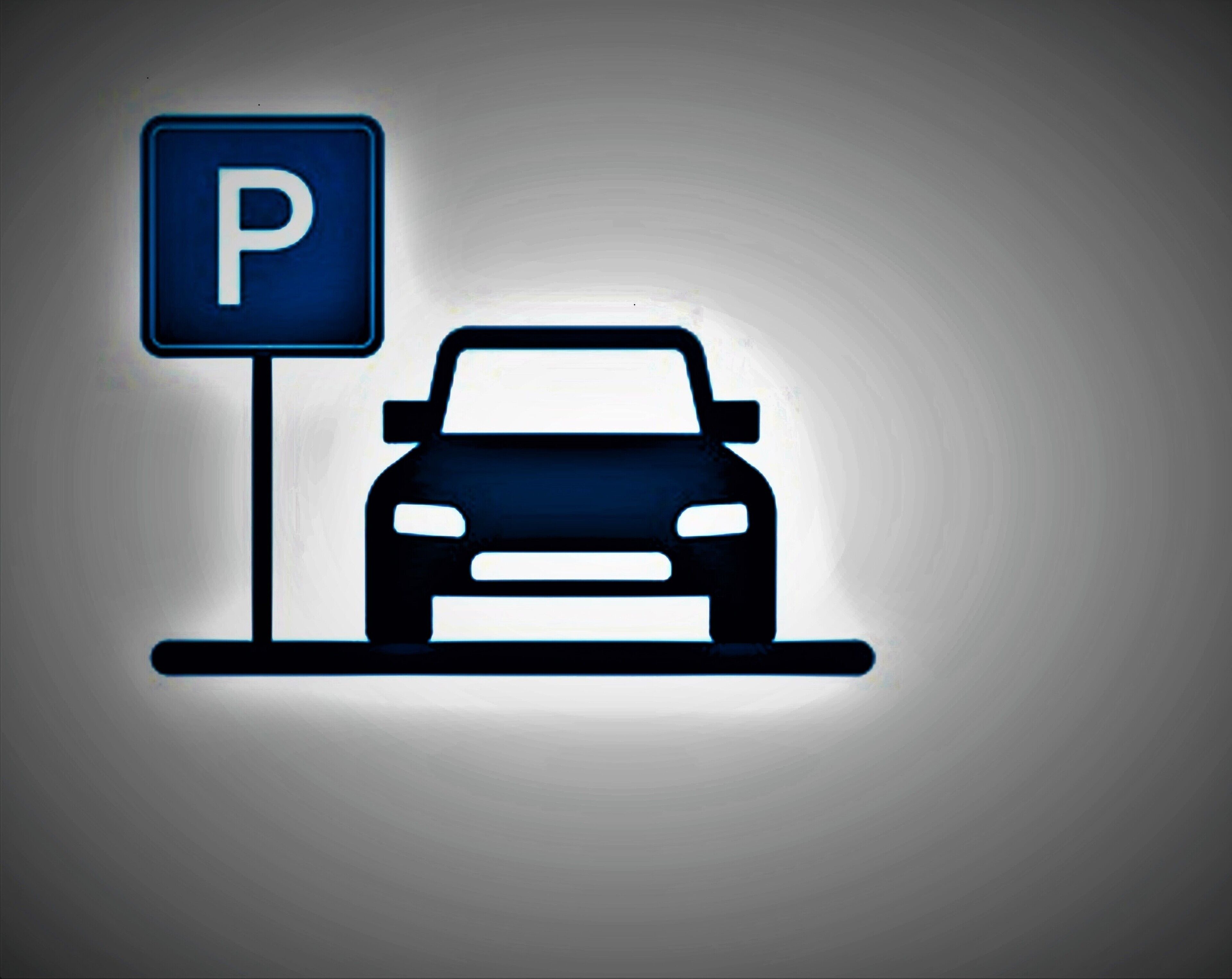 A parking sign with a car icon.