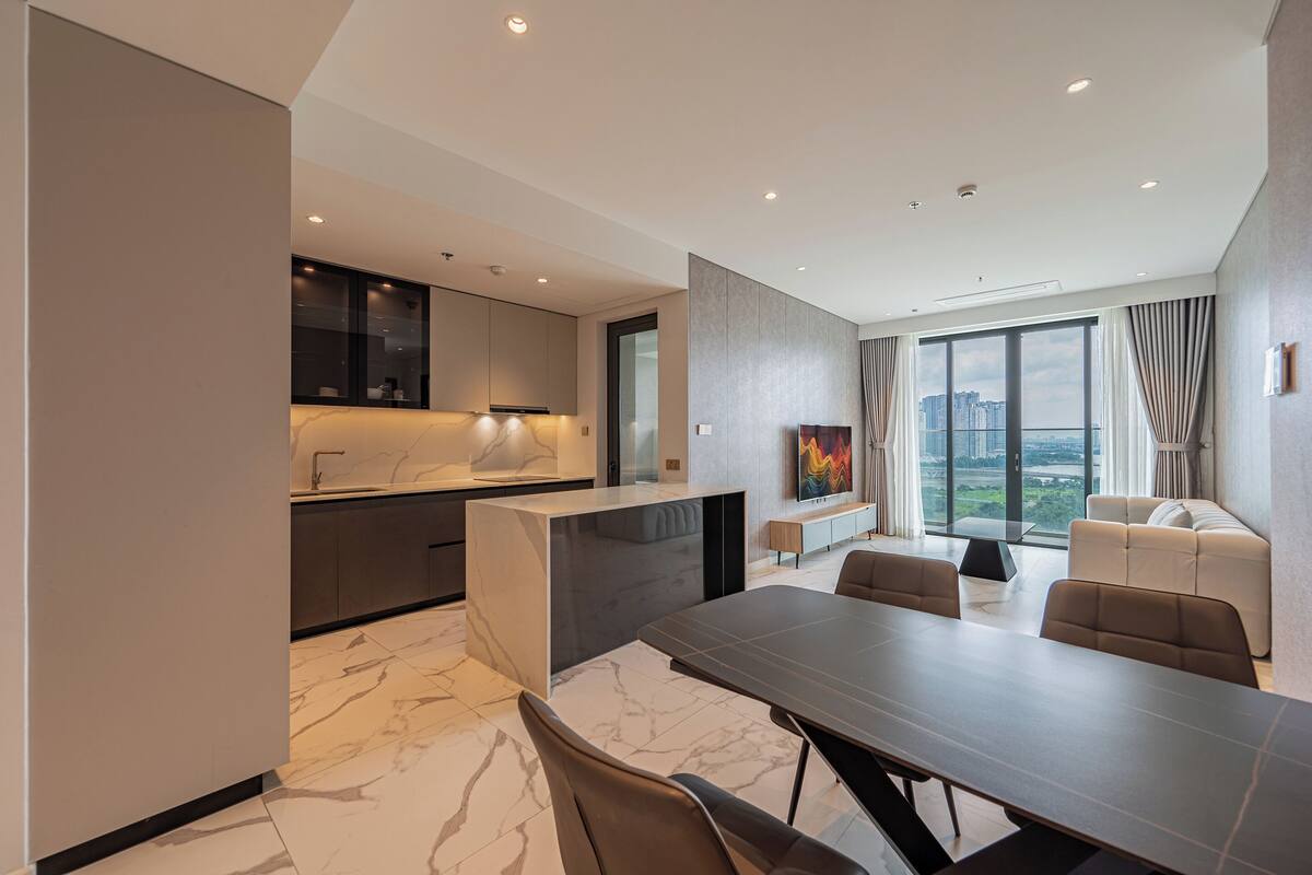 Departamento Premium, 2 habitaciones, balcón, vista a la ciudad | Área de sala de estar | Televisión de pantalla plana, Netflix y servicios de streaming