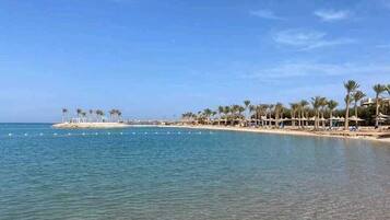 Sun-loungers, beach towels