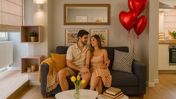 Deluxe Studio | Living area | 55-cm Smart TV with cable channels, Netflix, streaming services
