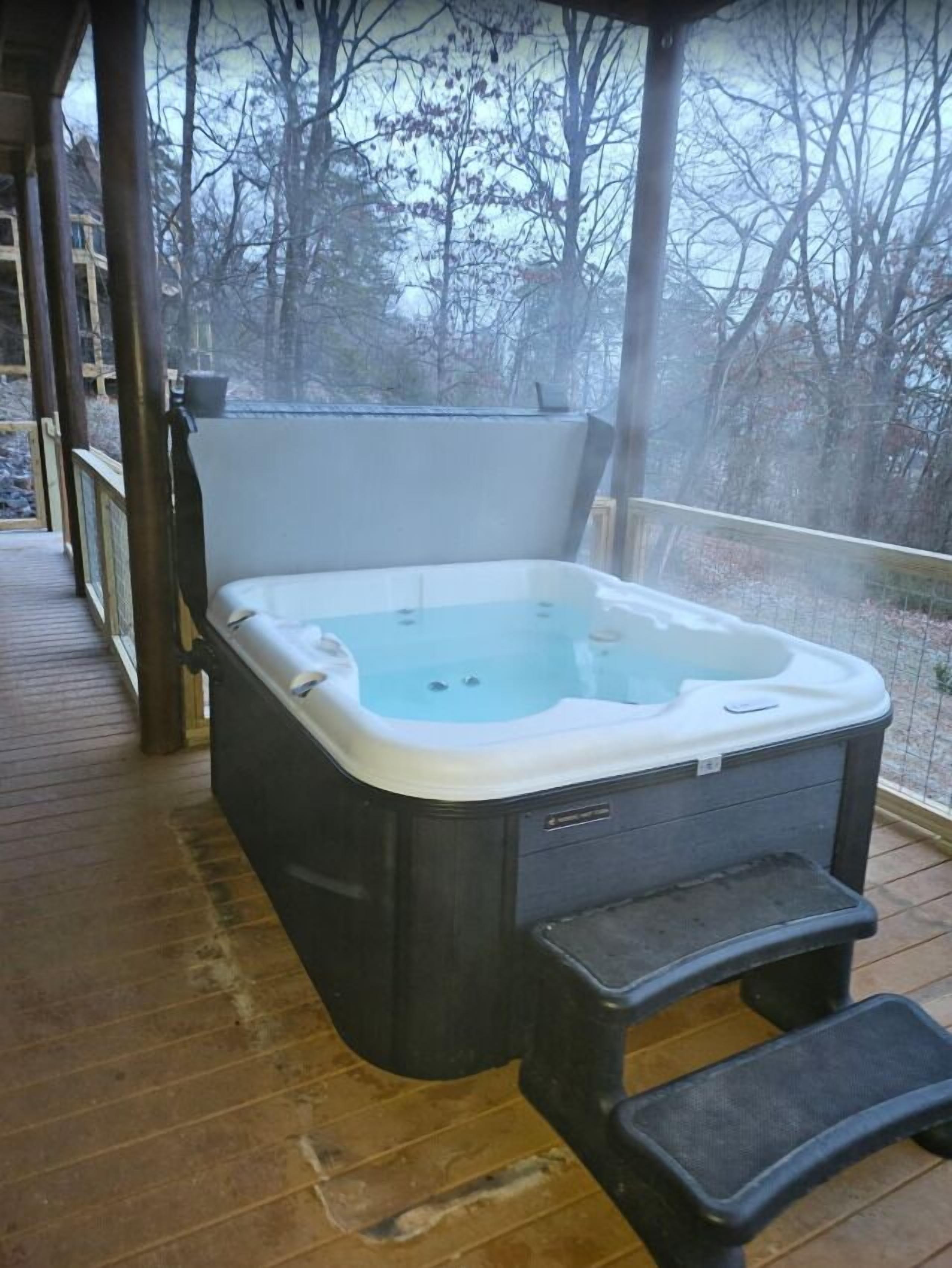 Soak your stress away in the private jacuzzi—.(Trust me it works... just exhale, yeah!)