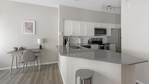 Fridge, dining tables
