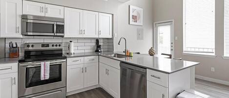 Fridge, dining tables