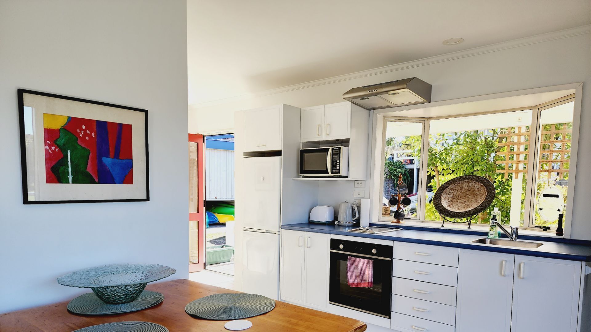 Fridge, microwave, oven, toaster