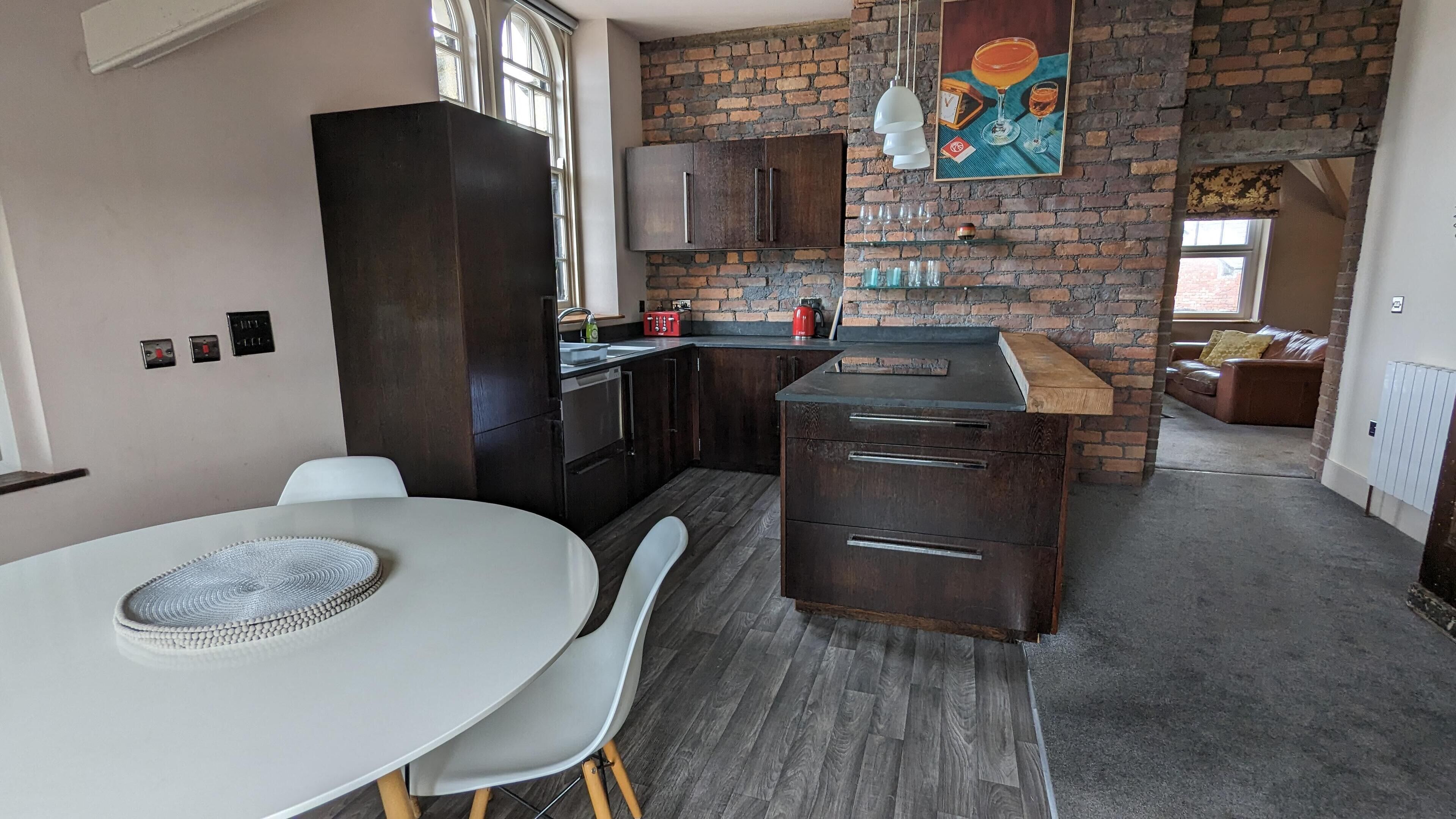 Apartment | Private kitchen | Fridge, microwave, oven, stovetop