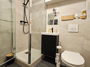 Shower, hair dryer, towels, toilet paper - Maison Familiale, 8 Couchages, Spa, Terrasse (Saint-Arnoult)
