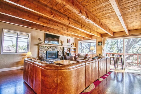 TV, fireplace, DVD player, foosball