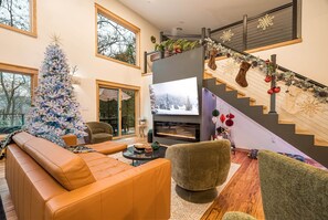 Fireplace, table football