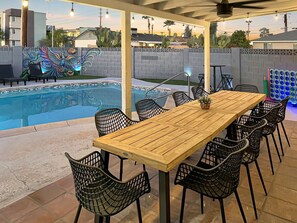 Outdoor dining - Old Town, Single story w/Pool, Bunk Beds, Bocce, Putt-Putt, & Pool Table! (Scottsdale)