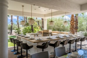 Outdoor dining - Resort Style Estate, 2 Houses, Putt-Putt Course, B-ball Court, Heated Pool (Scottsdale)
