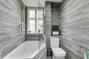 Royal Apartment, 3 Bedrooms | Bathroom | Rainfall showerhead, hair dryer, towels, soap
