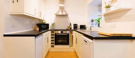 Fridge, microwave, oven, dishwasher