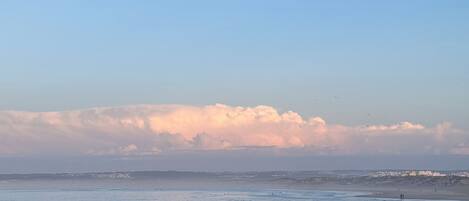 On the beach, white sand