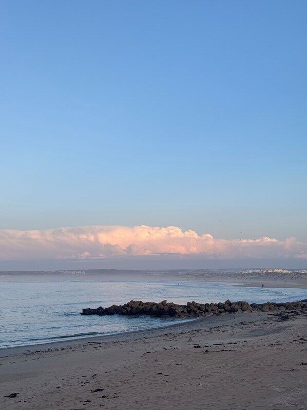 On the beach, white sand