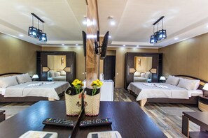 Chambre Double Deluxe pour 1 personne, vue montagne | Coin séjour