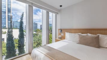 Premium Apartment, City View | Premium bedding, in-room safe, desk, laptop workspace