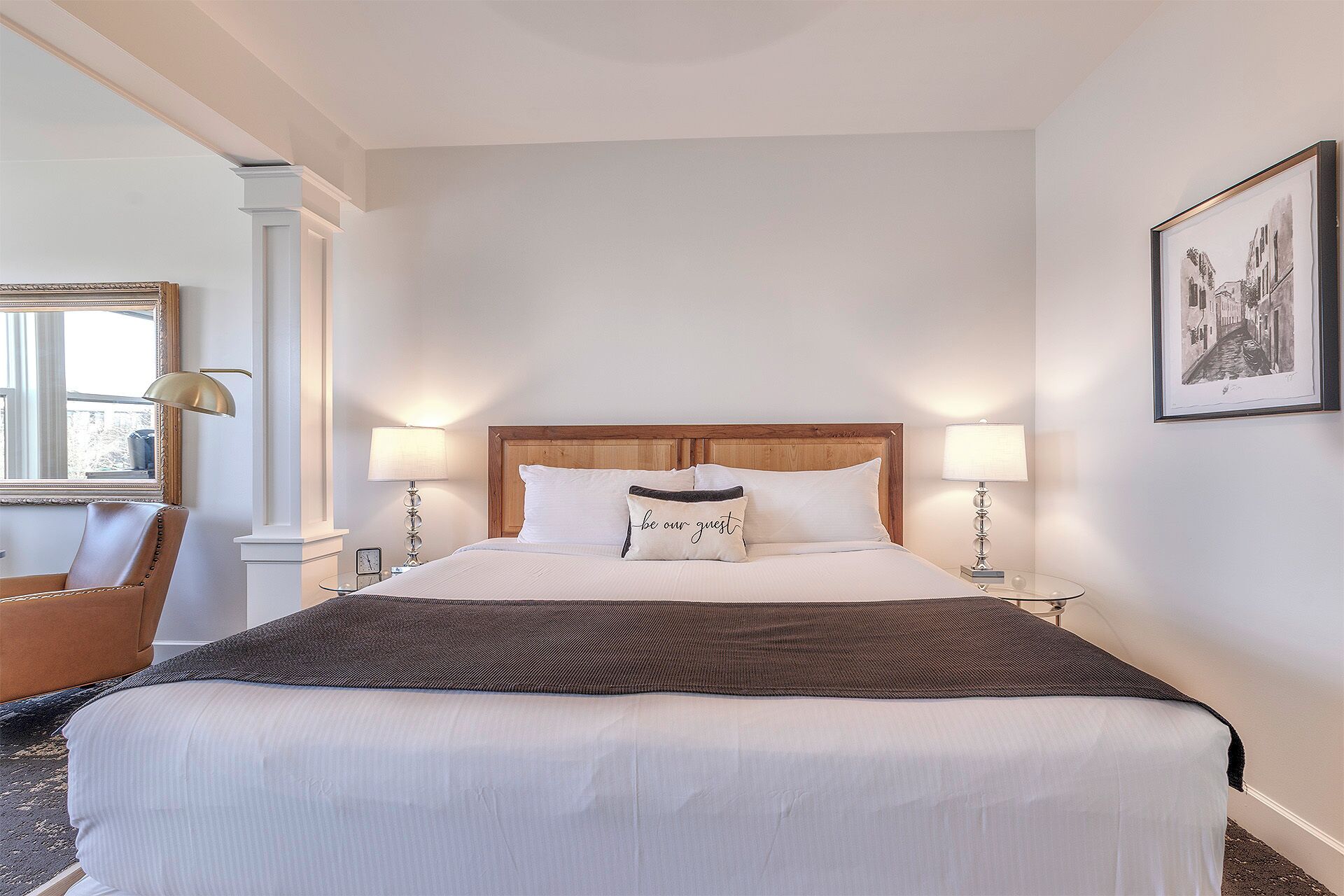 Top Floor Soaking Tub King (No Pet) | Premium bedding, pillow-top beds, individually decorated