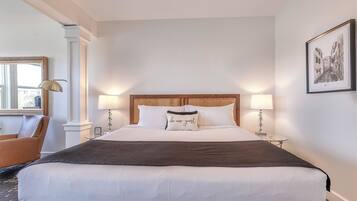 Top Floor Soaking Tub King (No Pet) | Premium bedding, pillow-top beds, individually decorated
