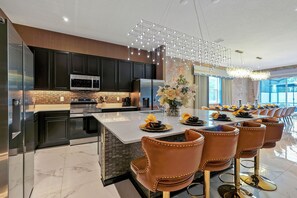 Fridge, microwave, oven, stovetop - Stunning 12bdr/11.5bath Villa, Theater,Private heated Pool/Spa,15 Mins to Disney (Kissimmee)