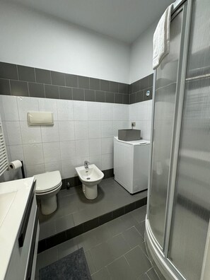 Dusche, Haartrockner, Bidet, Handtücher