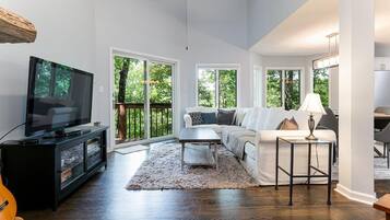 Televisión y chimenea