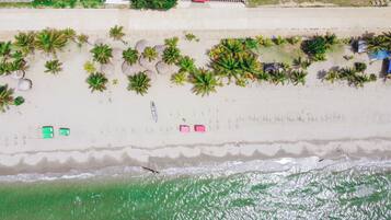 Beach nearby, sun loungers