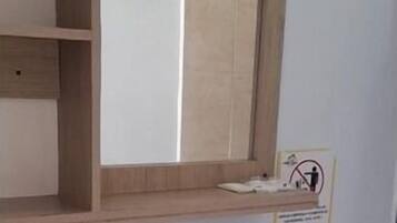 Shower, towels, soap, shampoo