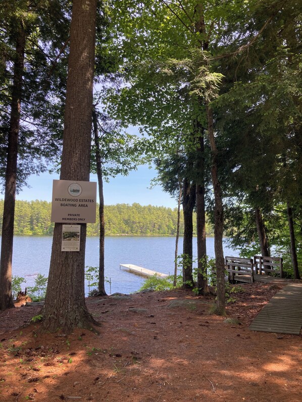 A sign indicating a private members-only boating area at Wildwood Estates.