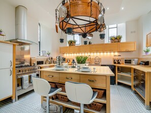 Dishwasher, high chair, cookware/dishes/utensils